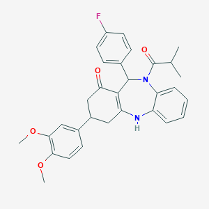 3-(3,4-dimethoxyphenyl)-11-(4-fluorophenyl)-10-isobutyryl-2,3,4,5,10,11-hexahydro-1H-dibenzo[b,e][1,4]diazepin-1-one