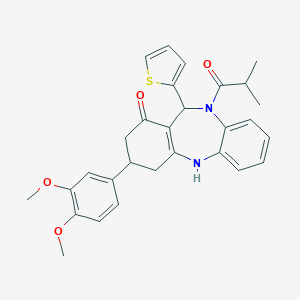 3-(3,4-dimethoxyphenyl)-10-isobutyryl-11-(2-thienyl)-2,3,4,5,10,11-hexahydro-1H-dibenzo[b,e][1,4]diazepin-1-one