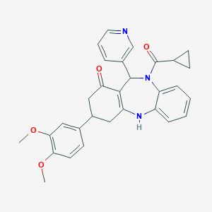 10-(cyclopropylcarbonyl)-3-(3,4-dimethoxyphenyl)-11-(3-pyridinyl)-2,3,4,5,10,11-hexahydro-1H-dibenzo[b,e][1,4]diazepin-1-one