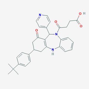 molecular formula C32H33N3O4 B216343 4-[3-(4-tert-butylphenyl)-1-oxo-11-pyridin-4-yl-1,2,3,4,5,11-hexahydro-10H-dibenzo[b,e][1,4]diazepin-10-yl]-4-oxobutanoic acid 