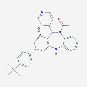 molecular formula C30H31N3O2 B216344 10-acetyl-3-(4-tert-butylphenyl)-11-(4-pyridinyl)-2,3,4,5,10,11-hexahydro-1H-dibenzo[b,e][1,4]diazepin-1-one 