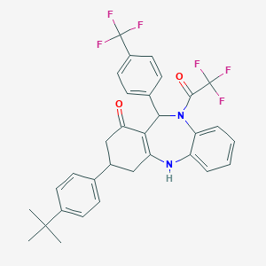 molecular formula C32H28F6N2O2 B216345 3-(4-tert-butylphenyl)-10-(trifluoroacetyl)-11-[4-(trifluoromethyl)phenyl]-2,3,4,5,10,11-hexahydro-1H-dibenzo[b,e][1,4]diazepin-1-one 