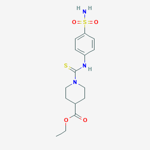 molecular formula C15H21N3O4S2 B216409 Ethyl 1-[(4-sulfamoylphenyl)carbamothioyl]piperidine-4-carboxylate 