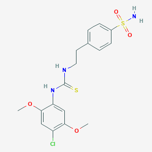 molecular formula C17H20ClN3O4S2 B216446 4-[2-({[(4-Chloro-2,5-dimethoxyphenyl)amino]carbonothioyl}amino)ethyl]benzenesulfonamide 