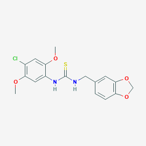 molecular formula C17H17ClN2O4S B216447 N-(1,3-benzodioxol-5-ylmethyl)-N'-(4-chloro-2,5-dimethoxyphenyl)thiourea 
