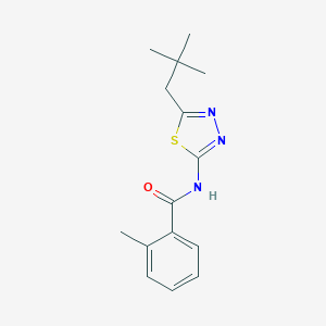 molecular formula C15H19N3OS B216489 N-[5-(2,2-dimethylpropyl)-1,3,4-thiadiazol-2-yl]-2-methylbenzamide 