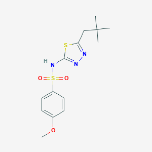 molecular formula C14H19N3O3S2 B216502 N-[5-(2,2-dimethylpropyl)-1,3,4-thiadiazol-2-yl]-4-methoxybenzenesulfonamide 