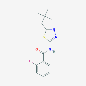 molecular formula C14H16FN3OS B216508 N-[5-(2,2-dimethylpropyl)-1,3,4-thiadiazol-2-yl]-2-fluorobenzamide 