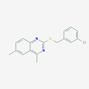 molecular formula C17H15ClN2S B216534 2-[(3-Chlorobenzyl)thio]-4,6-dimethylquinazoline 
