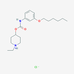 molecular formula C20H33ClN2O3 B216604 Carbamic acid, (3-(hexyloxy)phenyl)-, 1-ethyl-4-piperidinyl ester, monohydrochloride CAS No. 105405-73-0