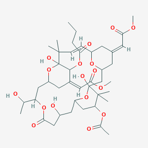 [(5Z,8E,13Z)-25-Acetyloxy-1,11,21-trihydroxy-17-(1-hydroxyethyl)-5,13-bis(2-methoxy-2-oxoethylidene)-10,10,26,26-tetramethyl-19-oxo-18,27,28,29-tetraoxatetracyclo[21.3.1.13,7.111,15]nonacos-8-en-12-yl] butanoate