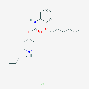 molecular formula C22H37ClN2O3 B216672 Carbamic acid, (2-(hexyloxy)phenyl)-, 1-butyl-4-piperidinyl ester, monohydrochloride CAS No. 105384-12-1