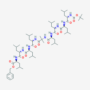 molecular formula C38H42F3N9O12 B216704 benzyl (2S)-4-methyl-2-[[(2S)-4-methyl-2-[[(2S)-4-methyl-2-[[(2S)-4-methyl-2-[[2-methyl-2-[[(2S)-4-methyl-2-[[(2S)-4-methyl-2-[[(2S)-4-methyl-2-[[(2S)-4-methyl-2-[(2-methylpropan-2-yl)oxycarbonylamino]pentanoyl]amino]pentanoyl]amino]pentanoyl]amino]pentanoyl]amino]propanoyl]amino]pentanoyl]amino]pentanoyl]amino]pentanoyl]amino]pentanoate CAS No. 100642-98-6
