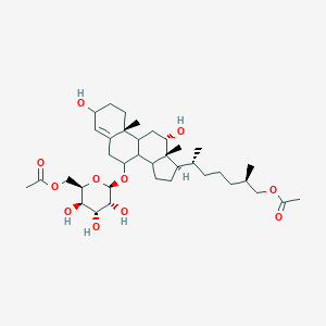 molecular formula C9H10N4O4 B216739 [(2R,3R,4R,5R,6R)-6-[[(7R,10R,12S,13R,17R)-17-[(2R,6R)-7-acetyloxy-6-methylheptan-2-yl]-3,12-dihydroxy-10,13-dimethyl-2,3,6,7,8,9,11,12,14,15,16,17-dodecahydro-1H-cyclopenta[a]phenanthren-7-yl]oxy]-3,4,5-trihydroxyoxan-2-yl]methyl acetate CAS No. 101691-11-6