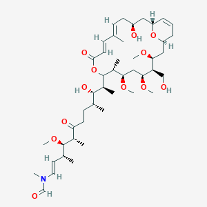 molecular formula C13H9F3N4S B216857 N-[(E,3R,4R,5R,9R,10S,11S)-10-hydroxy-11-[(1S,3S,4R,5S,7R,8R,12E,14E,17S,19R)-17-hydroxy-4-(hydroxymethyl)-3,5,7-trimethoxy-8,14-dimethyl-11-oxo-10,23-dioxabicyclo[17.3.1]tricosa-12,14,20-trien-9-yl]-4-methoxy-3,5,9-trimethyl-6-oxododec-1-enyl]-N-methylformamide CAS No. 105694-32-4