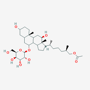 molecular formula C21H21ClFNO2 B216944 [(2R,6R)-6-[(7S,10S,12R,13R,17S)-3,12-dihydroxy-10,13-dimethyl-7-[(2R,3R,4R,5R,6R)-3,4,5-trihydroxy-6-(hydroxymethyl)oxan-2-yl]oxy-2,3,4,5,6,7,8,9,11,12,14,15,16,17-tetradecahydro-1H-cyclopenta[a]phenanthren-17-yl]-2-methylheptyl] acetate CAS No. 101691-14-9