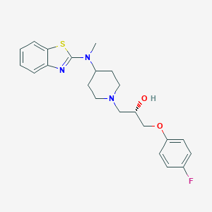 molecular formula C22H26FN3O2S B217012 1-Piperidineethanol, 4-(2-benzothiazolylmethylamino)-alpha-((4-fluorophenoxy)methyl)-, (alphaS)- CAS No. 104712-64-3