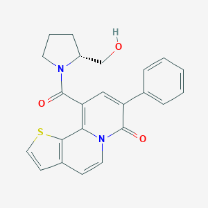 molecular formula C23H20N2O3S B217080 2-(Hydroxymethyl)-1-((7-oxo-8-phenyl-7H-thieno(2,3-a)quinolizin-10-yl)carbonyl)pyrrolidine CAS No. 104604-59-3