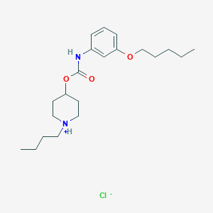 molecular formula C21H35ClN2O3 B217214 Carbamic acid, (3-(pentyloxy)phenyl)-, 1-butyl-4-piperidinyl ester, monohydrochloride CAS No. 105405-74-1