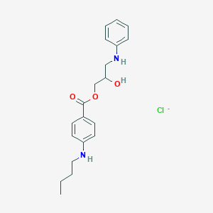 molecular formula C20H26ClN2O3- B217225 Benzoic acid, p-(butylamino)-, 2-hydroxy-3-(phenylamino)propyl ester, hydrochloride CAS No. 100311-25-9