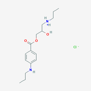 molecular formula C16H27ClN2O3 B217366 Benzoic acid, p-(propylamino)-, 2-hydroxy-3-(propylamino)propyl ester, hydrochloride CAS No. 100482-40-4