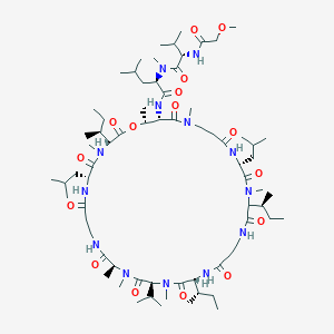 molecular formula C71H127N13O16 B217386 (2R)-2-[[(2S)-2-[(2-methoxyacetyl)amino]-3-methylbutanoyl]-methylamino]-4-methyl-N-[(3R,6R,13S,16S,19R,29R,36S,37R)-3,19,26-tris[(2S)-butan-2-yl]-4,13,14,17,27,34,37-heptamethyl-6,29-bis(2-methylpropyl)-2,5,8,12,15,18,21,25,28,31,35-undecaoxo-16-propan-2-yl-1-oxa-4,7,11,14,17,20,24,27,30,34-decazacycloheptatriacont-36-yl]pentanamide CAS No. 109767-22-8