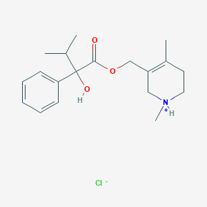 molecular formula C19H28ClNO3 B217424 Mandelic acid, alpha-isopropyl-, 1,4-dimethyl-1,2,5,6-tetrahydro-3-pyridylmethyl ester, hydrochloride CAS No. 101710-99-0