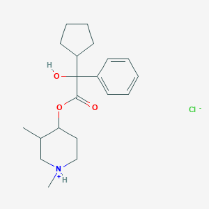 molecular formula C19H28ClNO3 B217425 1,3-Dimethyl-4-piperidyl phenylcyclopentylglycolate hydrochloride CAS No. 101710-79-6