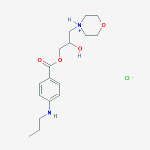 molecular formula C17H27ClN2O4 B217512 Benzoic acid, p-(propylamino)-, 2-hydroxy-3-morpholinopropyl ester, hydrochloride CAS No. 100482-38-0