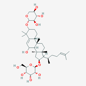 molecular formula C41H68O12 B217561 (2R,3S,4R,5R,6R)-2-(hydroxymethyl)-6-[[(7R,9S,10R,13R,14S,16S,17R)-7-hydroxy-4,4,9,13,14-pentamethyl-17-[(2R)-6-methylhept-5-en-2-yl]-3-[(2S,3R,4S,5R)-3,4,5-trihydroxyoxan-2-yl]oxy-2,3,7,8,10,11,12,15,16,17-decahydro-1H-cyclopenta[a]phenanthren-16-yl]oxy]oxane-3,4,5-triol CAS No. 101365-08-6