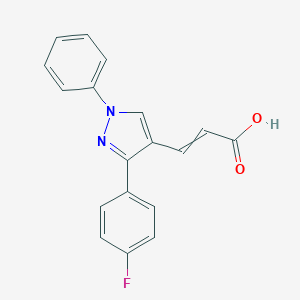 molecular formula C18H13FN2O2 B217622 3-[3-(4-氟苯基)-1-苯基-1H-吡唑-4-基]-丙烯酸 CAS No. 108446-72-6