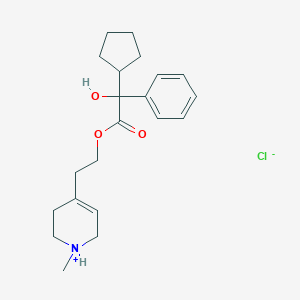 molecular formula C21H30ClNO3 B217880 alpha-Cyclopentylmandelic acid 2-(1-methyl-1,2,3,6-tetrahydro-4-pyridyl)ethyl ester HCl CAS No. 101710-88-7