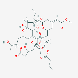 [(5E,8E,13E)-12-Butanoyloxy-1,11,21-trihydroxy-17-(1-hydroxyethyl)-5,13-bis(2-methoxy-2-oxoethylidene)-10,10,26,26-tetramethyl-19-oxo-18,27,28,29-tetraoxatetracyclo[21.3.1.13,7.111,15]nonacos-8-en-25-yl] butanoate