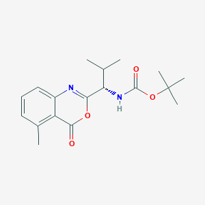 molecular formula C18H24N2O4 B218091 (1-(5-Methyl-4-oxo-4H-3,1-benzoxazin-2-yl)-2-methylpropyl)carbamic acid 1,1-dimethylethyl ester CAS No. 108562-42-1