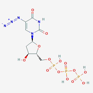 molecular formula C12H8Cl5N3O2 B218133 [[(2R,3S,5S)-5-(5-azido-2,4-dioxopyrimidin-1-yl)-3-hydroxyoxolan-2-yl]methoxy-hydroxyphosphoryl] phosphono hydrogen phosphate CAS No. 105449-09-0