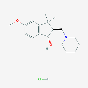 molecular formula C18H28ClNO2 B218209 Trans(1H,2H)-5-methoxy-3,3-dimethyl-2-piperidinomethylindan-1-ol hydrochloride CAS No. 107946-34-9