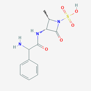 molecular formula C12H15N3O5S B218323 3-(2-Amino-2-phenylacetamido)-2-methyl-4-oxo-1-azetidinesulfonic acid CAS No. 102821-03-4