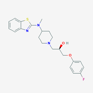 molecular formula C22H26FN3O2S B218329 1-Piperidineethanol, 4-(2-benzothiazolylmethylamino)-alpha-((4-fluorophenoxy)methyl)-, (alphaR)- CAS No. 104607-84-3