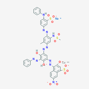 molecular formula C42H30CuN11NaO13S3 B218361 Ferrate(2-), (3-(hydroxy-kappaO)-4-((2-(hydroxy-kappaO)-4-hydroxy-5-((2-methyl-5-((methylsulfonyl)amino)-4-((4-(phenylamino)-3-sulfophenyl)azo)phenyl)azo)-3-(phenylazo)phenyl)azo-kappaN1)-7-nitro-1-naphthalenesulfonato(4-))-, sodium hydrogen CAS No. 104199-51-1