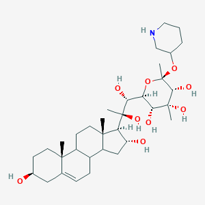 molecular formula C8H16O4Si B218466 (2R,3R,4R,5R,6R)-6-[(1R,2R)-2-[(3S,10R,13S,16R,17R)-3,16-dihydroxy-10,13-dimethyl-2,3,4,7,8,9,11,12,14,15,16,17-dodecahydro-1H-cyclopenta[a]phenanthren-17-yl]-1,2-dihydroxypropyl]-2,4-dimethyl-2-piperidin-3-yloxyoxane-3,4,5-triol CAS No. 125309-97-9