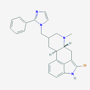 molecular formula C25H25BrN4 B218487 Ergoline, 2-bromo-6-methyl-8-((2-phenyl-1H-imidazol-1-yl)methyl)-, (8-beta)- CAS No. 115219-10-8