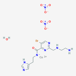 molecular formula C13H19BrCoN9O8 B218565 (2-(((2-Aminoethyl)amino)methyl)-5-bromo-N-(2-(1H-imidazol-4-yl)ethyl)-4-pyrimidinecarboxamidato)aqua-, (OC-6-63)-cobalt(2+) dinitrate CAS No. 122019-28-7