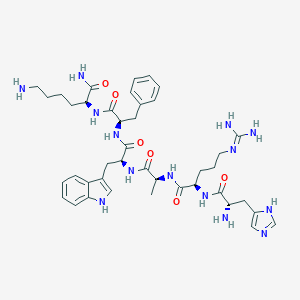 B218683 Histidyl-arginyl-alanyl-tryptophyl-phenylalanyl-lysinamide CAS No. 123689-72-5