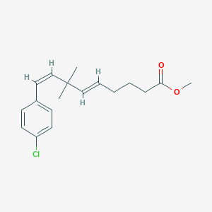 molecular formula C18H23ClO2 B218933 9-(4-Chlorophenyl) 7,7-dimethyl-5,8-nonadienoic acid methyl ester CAS No. 113849-17-5
