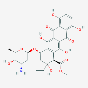 molecular formula C28H31NO12 B218996 methyl (1R,2R,4S)-4-[(2R,4S,5S,6S)-4-amino-5-hydroxy-6-methyloxan-2-yl]oxy-2-ethyl-2,5,7,10,12-pentahydroxy-6,11-dioxo-3,4-dihydro-1H-tetracene-1-carboxylate CAS No. 117016-15-6