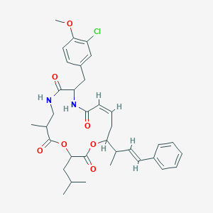 molecular formula C35H43ClN2O7 B219058 (13Z)-10-[(3-chloro-4-methoxyphenyl)methyl]-6-methyl-3-(2-methylpropyl)-16-[(E)-4-phenylbut-3-en-2-yl]-1,4-dioxa-8,11-diazacyclohexadec-13-ene-2,5,9,12-tetrone CAS No. 124689-64-1