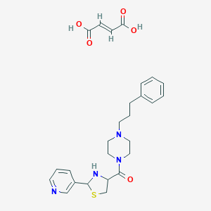 molecular formula C26H32N4O5S B219401 1-(3-Phenylpropyl)-4-(2-(3-pyridyl)thiazolidin-4-yl-carbonyl)piperazine CAS No. 118196-11-5