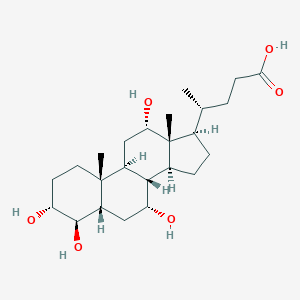 molecular formula C24H40O6 B219447 3a,4b,7a,12a-Tetrahydroxy-5b-cholanoic acid CAS No. 122742-19-2