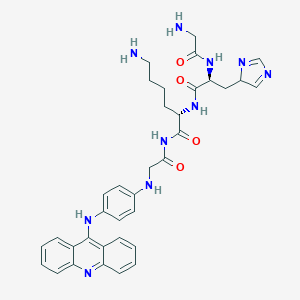 molecular formula C20H13Na3O11S3 B219529 4-(9-Acridinylamino)-N-(glycyl-histidyl-lysyl-glycyl)aniline CAS No. 121034-91-1