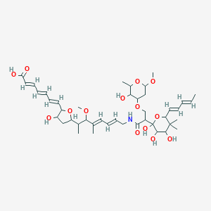 molecular formula C43H65NO14 B219565 (2E,4E,6E)-7-[3-hydroxy-5-[(4E,6E)-8-[[3-(3-hydroxy-6-methoxy-2-methyloxan-4-yl)oxy-2-[2,3,4-trihydroxy-5,5-dimethyl-6-[(1E,3E)-penta-1,3-dienyl]oxan-2-yl]propanoyl]amino]-3-methoxy-4-methylocta-4,6-dien-2-yl]oxolan-2-yl]hepta-2,4,6-trienoic acid CAS No. 118498-90-1